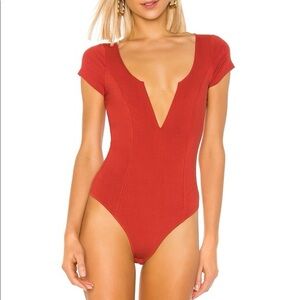 Intimmately by Free People Red Tshirt Bodysuit